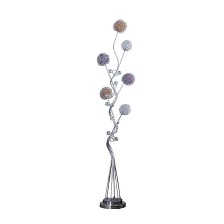 Ore International ORE International HBL2524 58.5 in. 6 Aluminum LED Zeus Metal Floor Lamp; Silver Chrome HBL2524